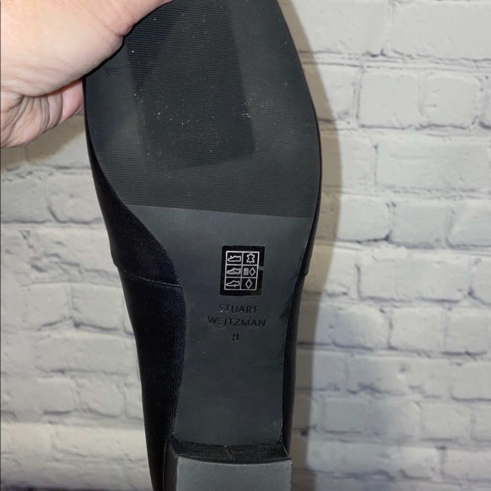 Stuart Weitzman Black Heeled Boots Size 8 Leather Designer Ankle/Booties - Picture 7 of 13
